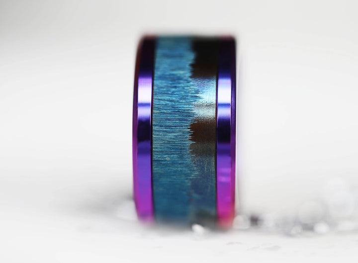 Anneau (addon) pour bague mood en acier bleu, Cristal de givre