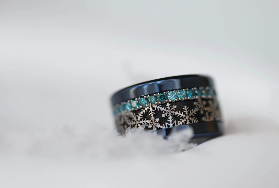 ❄️ Anneau (addon ou deux tiers) en acier découpé 09.FÉERIE DOUCE pour bague mood interchangeable ❄️