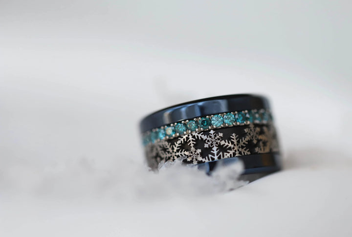 ❄️ Anneau (addon ou deux tiers) en acier découpé 09.FÉERIE DOUCE pour bague mood interchangeable ❄️