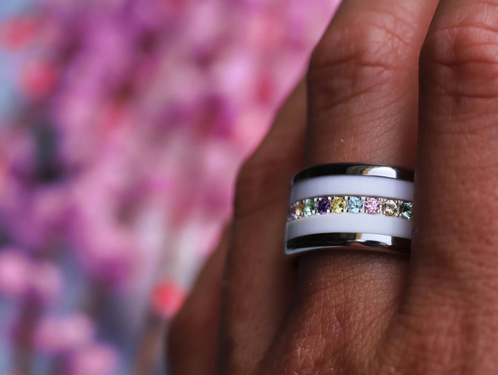 🌸✨💎 Inner ring (medium addon) "Aura Floralis" in 925 silver set with zircons