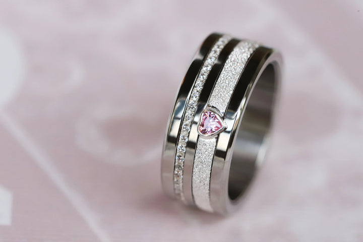 Open Heart - purple 💜 Medium 3D center en argent glitter 925 avec zircon violet pour bague mood interchangeable