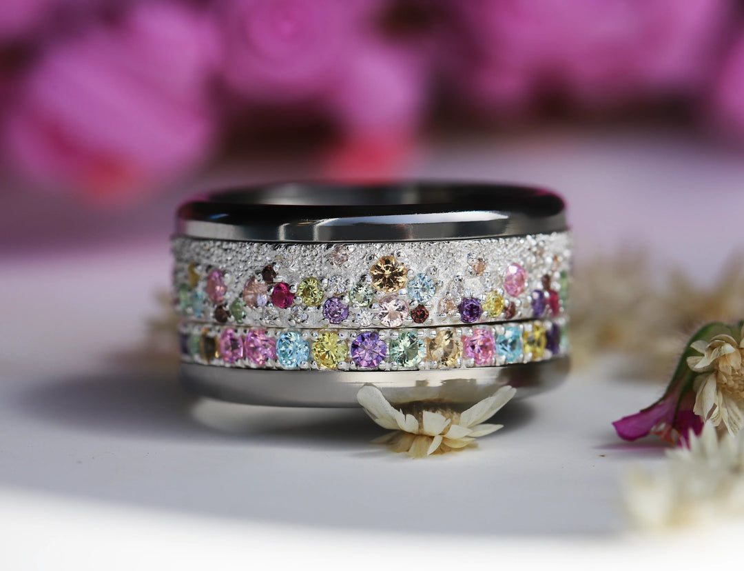 🌸✨💎 Inner ring (medium addon) "Aura Floralis" in 925 silver set with zircons