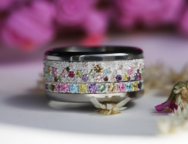 🌸✨💎 Inner ring (medium addon) "Aura Floralis" in 925 silver set with zircons
