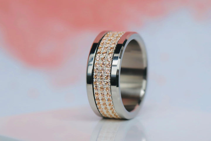 💍 Anneau (addon deux tiers) "Véla Pêche" en argent 925 serti de zircons pêches
