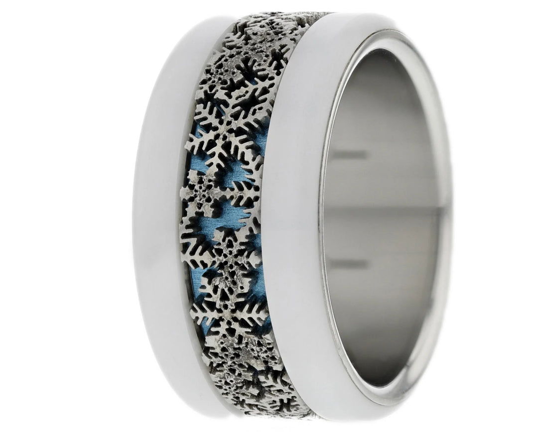 ❄️ Anneau (addon ou deux tiers) en acier découpé 09.FÉERIE DOUCE pour bague mood interchangeable ❄️