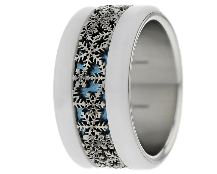 ❄️ Anneau (addon ou deux tiers) en acier découpé 09.FÉERIE DOUCE pour bague mood interchangeable ❄️