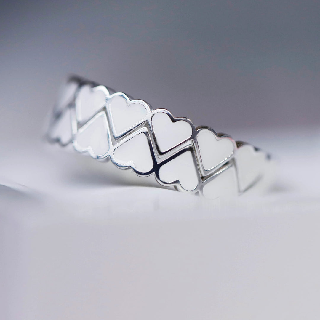🪞 Mirror of Love inner ring (2/3 addon) in 925 silver with white enamel treatment, from the Valentine's Day 2025 collection 🪞