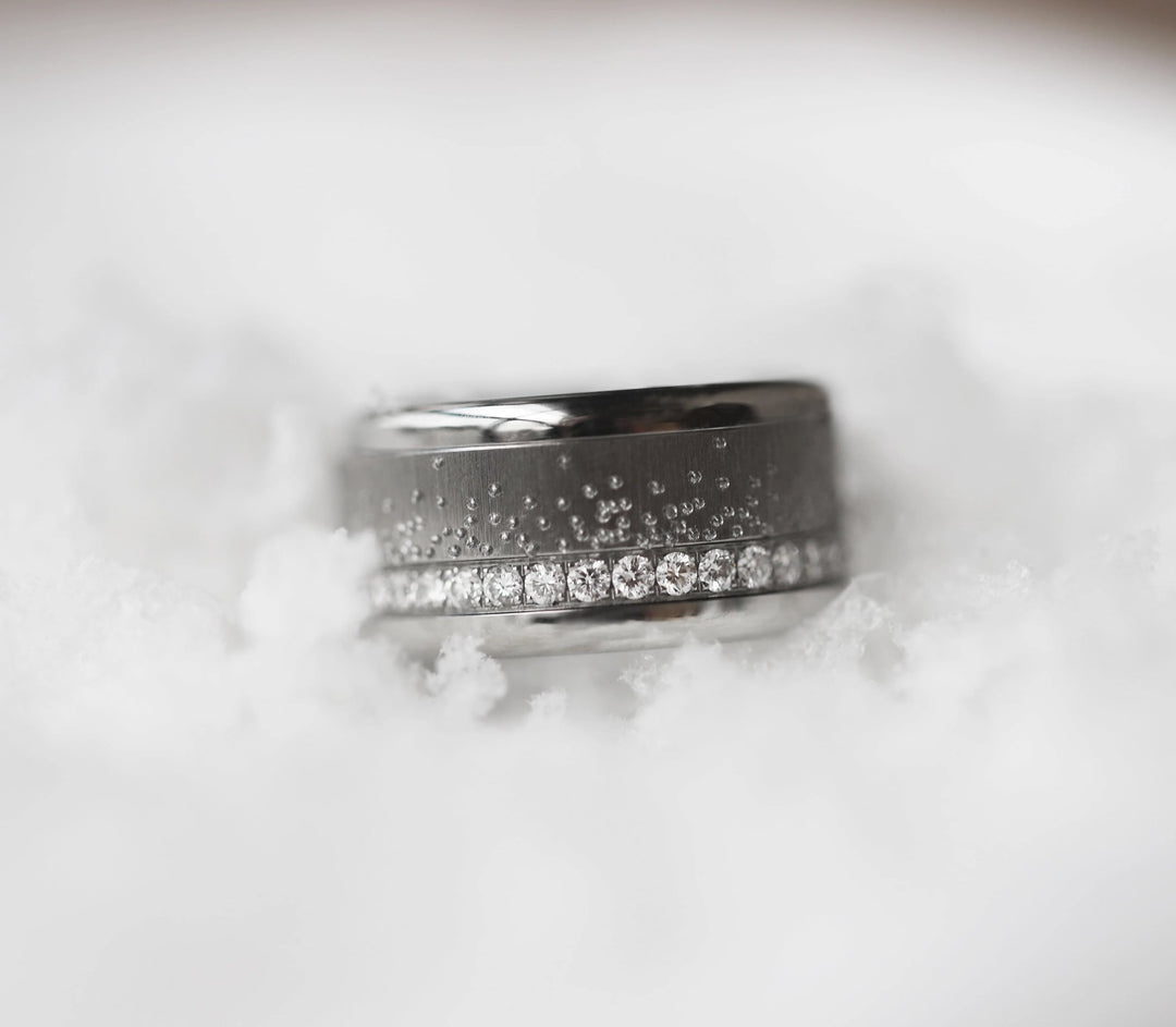❄️ Anneau (addon ou deux tiers) en acier froissé 13. REFLETS GELÉS pour bague mood interchangeable ❄️