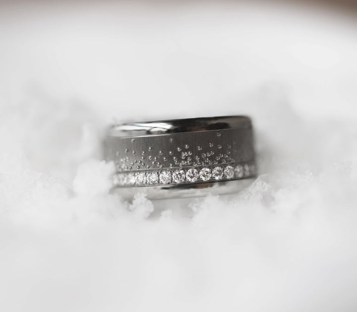 ❄️ Anneau (addon ou deux tiers) en acier froissé 13. REFLETS GELÉS pour bague mood interchangeable ❄️