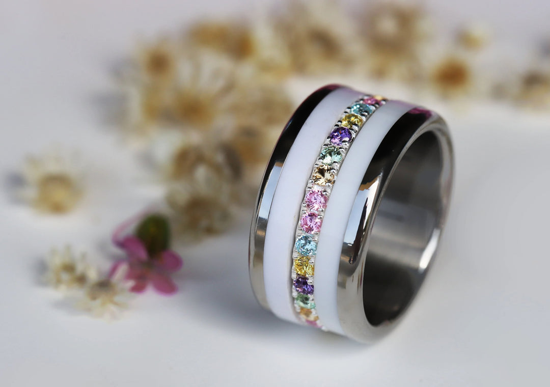 🌸✨💎 Inner ring (medium addon) "Aura Floralis" in 925 silver set with zircons