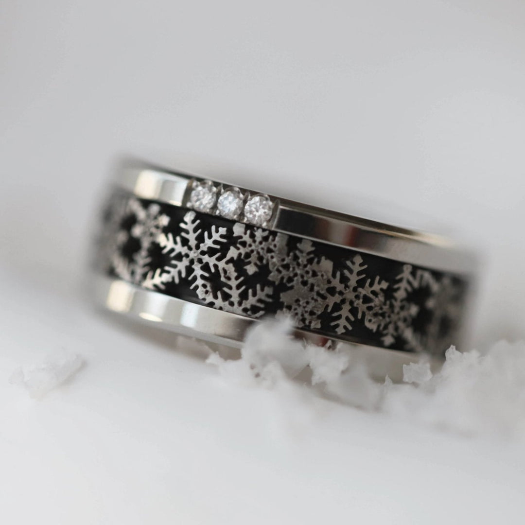 ❄️ Anneau (addon ou deux tiers) en acier découpé 09.FÉERIE DOUCE pour bague mood interchangeable ❄️