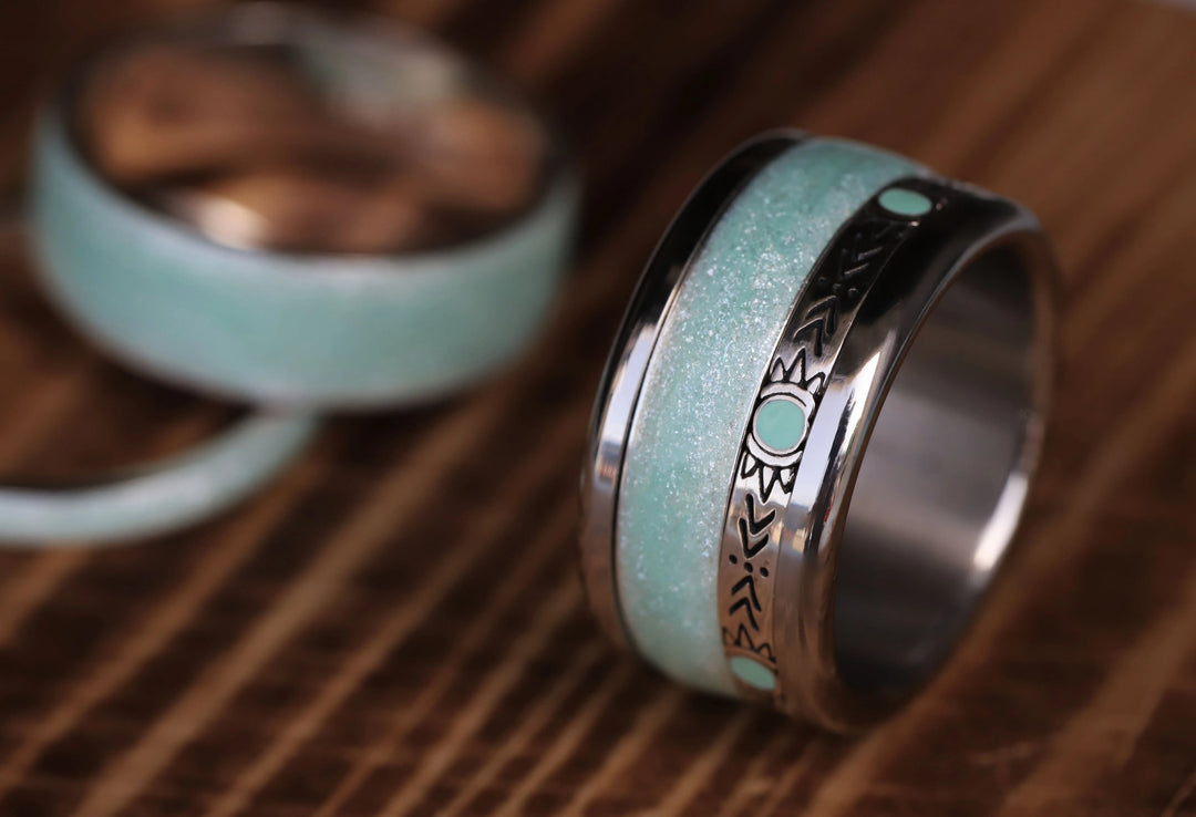 Aqua Glow 🐳 Deux tiers en argent 925 avec un revêtement en émail turquoise - paillettes