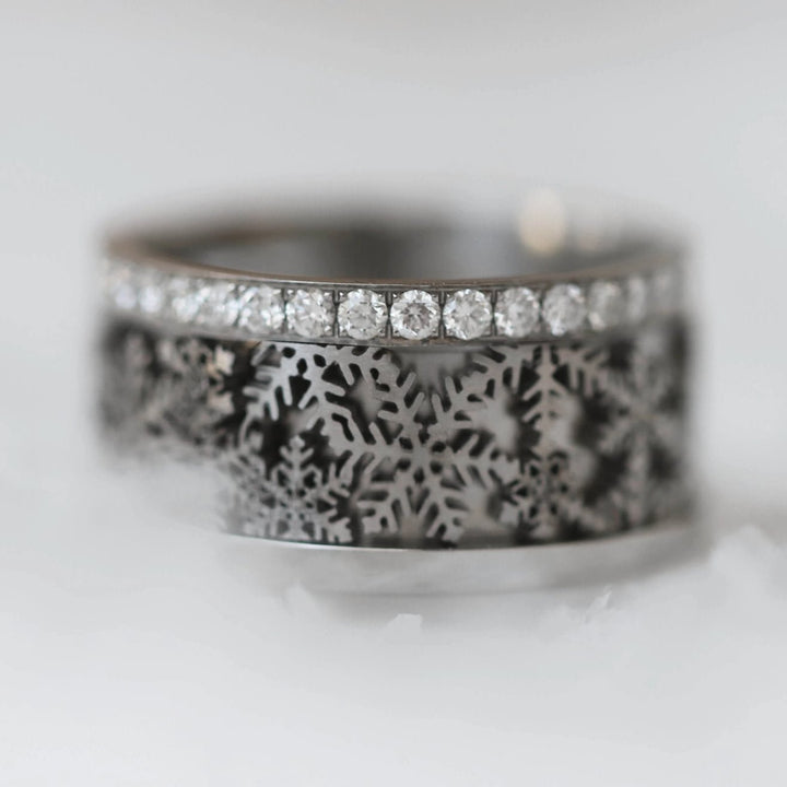❄️ Anneau (addon ou deux tiers) en acier découpé 09.FÉERIE DOUCE pour bague mood interchangeable ❄️