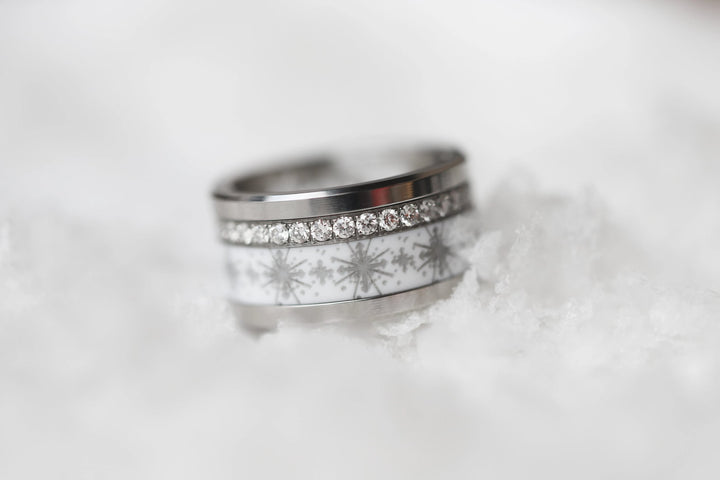❄️ Anneau (addon ou deux tiers) en polymère blanc 03. BRILLANCE POLAIRE pour bague mood interchangeable ❄️