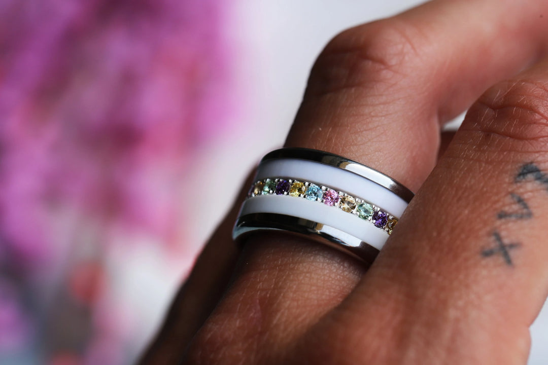 🌸✨💎 Inner ring (medium addon) "Aura Floralis" in 925 silver set with zircons