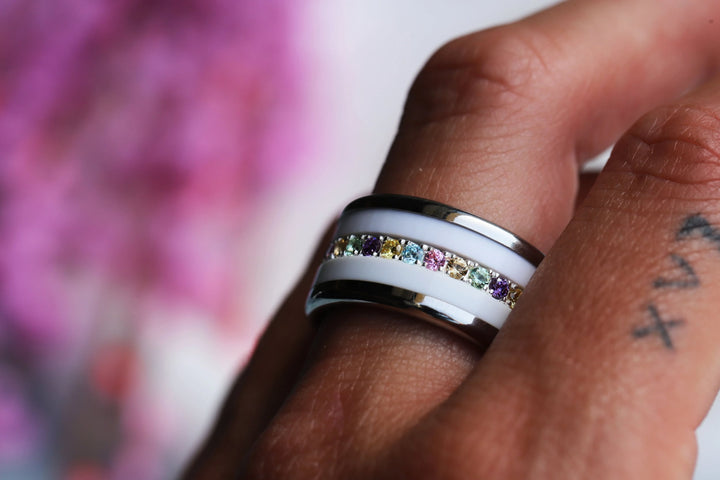 🌸✨💎 Inner ring (medium addon) "Aura Floralis" in 925 silver set with zircons