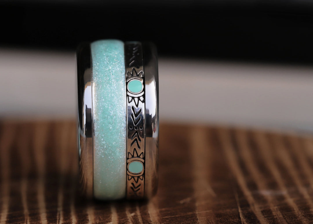 Aqua Glow 🐳 Deux tiers en argent 925 avec un revêtement en émail turquoise - paillettes