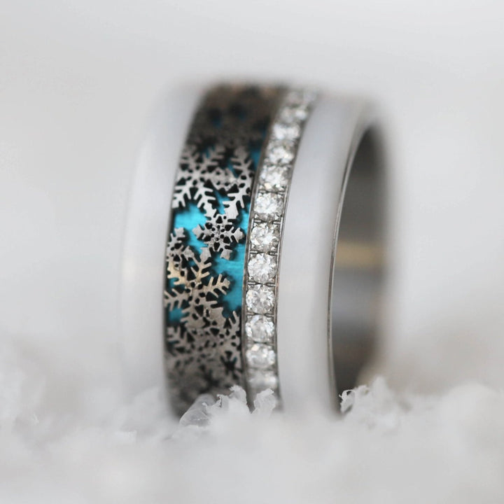❄️ Anneau (addon ou deux tiers) en acier découpé 09.FÉERIE DOUCE pour bague mood interchangeable ❄️