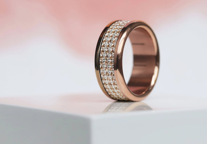💍 Anneau (addon deux tiers) "Véla Pêche" en argent 925 serti de zircons pêches