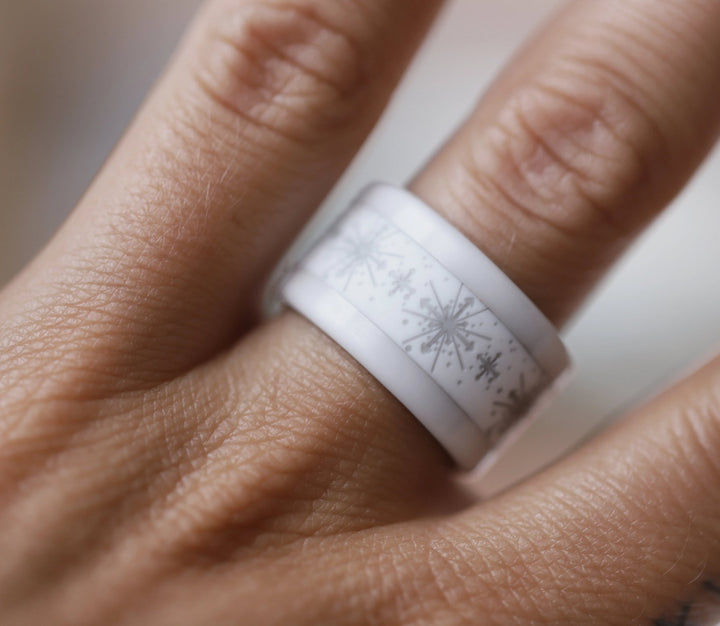 ❄️ Anneau (addon ou deux tiers) en polymère blanc 03. BRILLANCE POLAIRE pour bague mood interchangeable ❄️