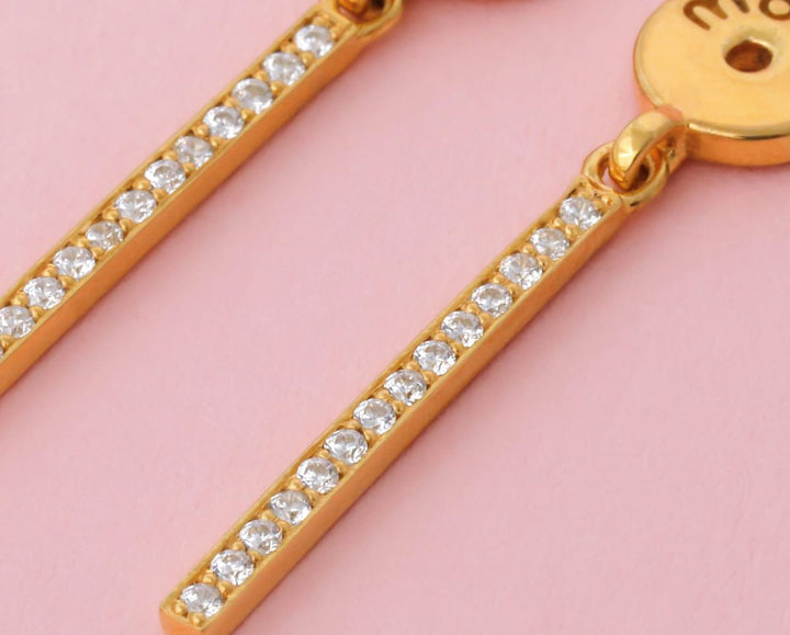 "Clip & Drop Authentic Aura gold" mood in 925 golden silver set with zircons (Interchangeable earrings)