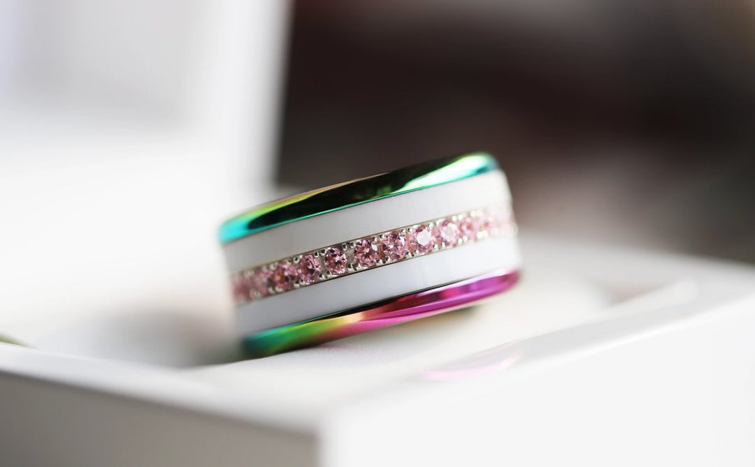 Base small arrondie polie "Rainbow" en acier inoxydable pour bague mood interchangeable