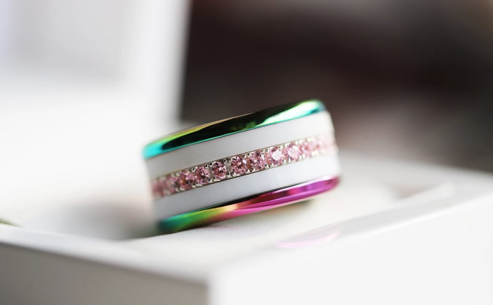 Base small arrondie polie "Rainbow" en acier inoxydable pour bague mood interchangeable