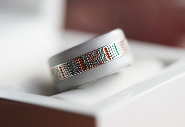 Tonatiuh Innenring (2/3 Addon) aus 925er Silber mit Emaillebeschichtung
