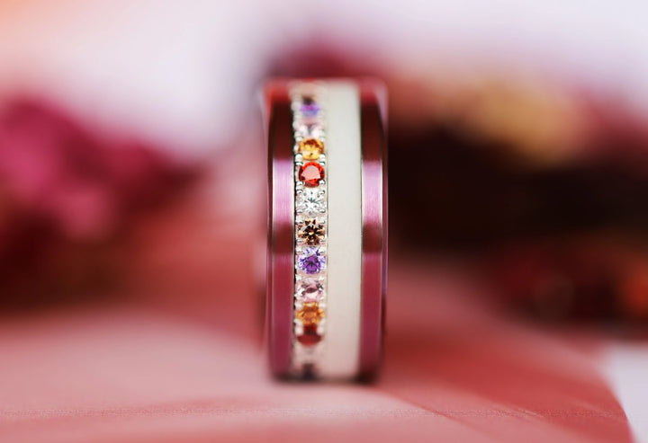 Inner ring (medium addon) "Autumn aura" in 925 silver set with autumn-colored zircons