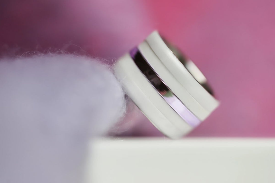 💜 Anneau (medium) en argent 925 "Lila" finition violet  pour bague mood interchangeable