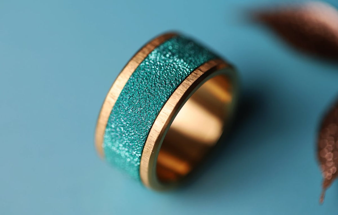 🏝️ Inner ring (addon) in 925 silver "Siwa" intense glitter green finish for interchangeable mood ring