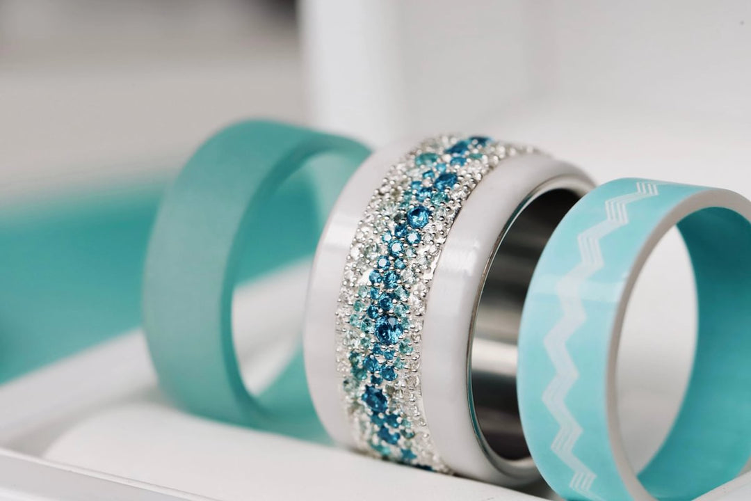 Anneau (addon) en argent Summer entièrement serti de zircons pour bague mood interchangeable