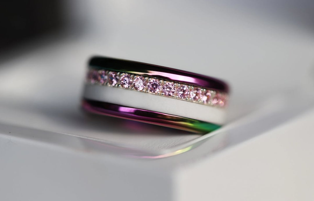 Base extra small arrondie polie "Rainbow" en acier inoxydable pour bague mood interchangeable
