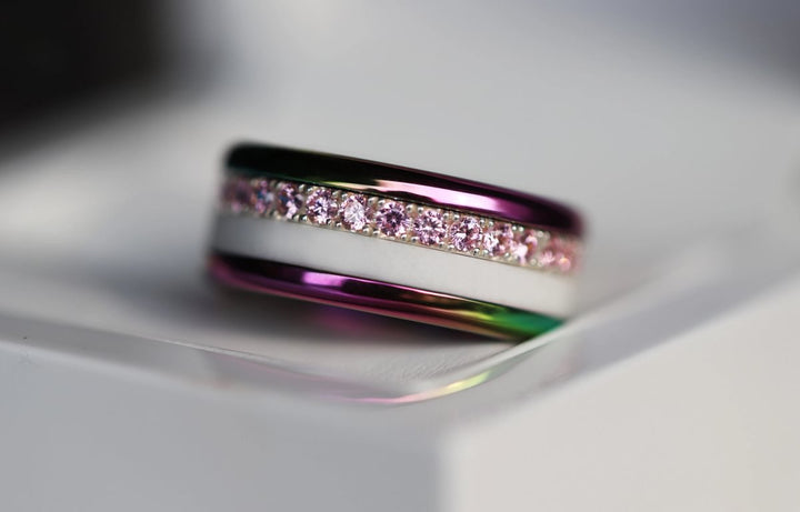 Base extra small arrondie polie "Rainbow" en acier inoxydable pour bague mood interchangeable