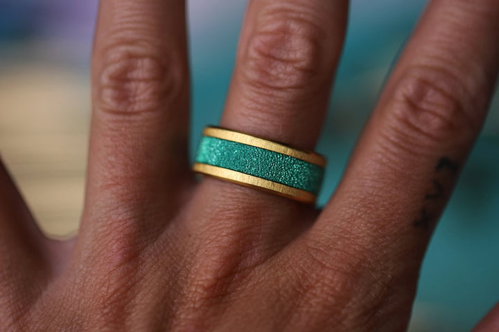 🏝️ Innenring (2/3 Addon) aus 925er Silber "Siwa" glitter green Ausführung für den auswechselbaren mood Ring