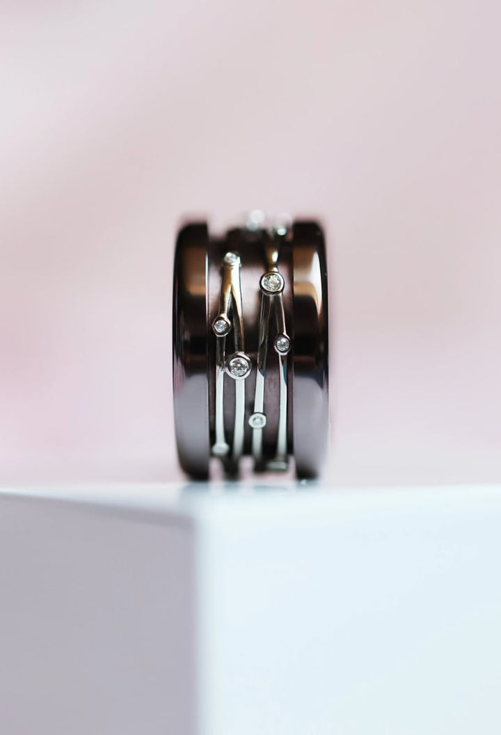 ✨ Innenring (Addon) aus 925er Silber und Zirkonia Steine "Shiny thread" für den auswechselbaren mood Ring