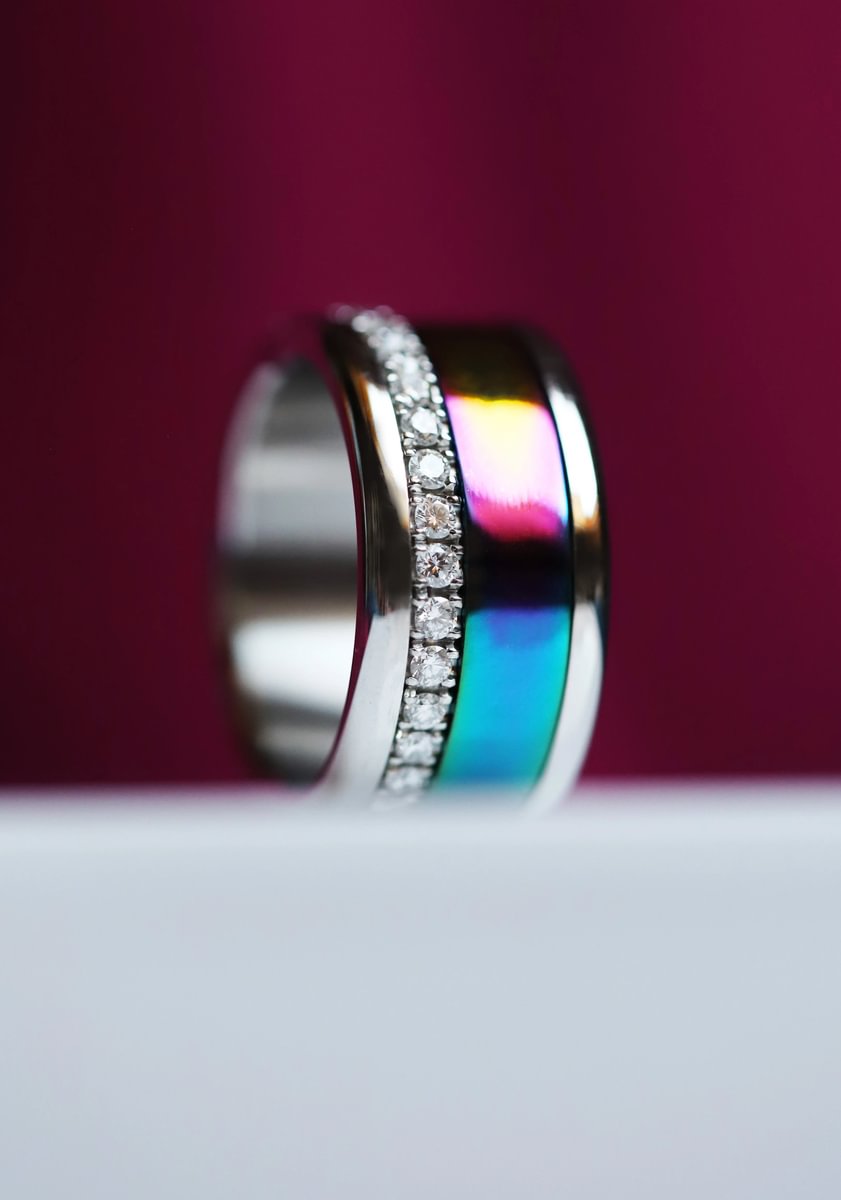 🌈 Innenring (2/3 Addon) aus 925 Silber „Himmel Glanz“ mit einer leuchtenden Regenbogen Beschichtung für deinen mood Ring