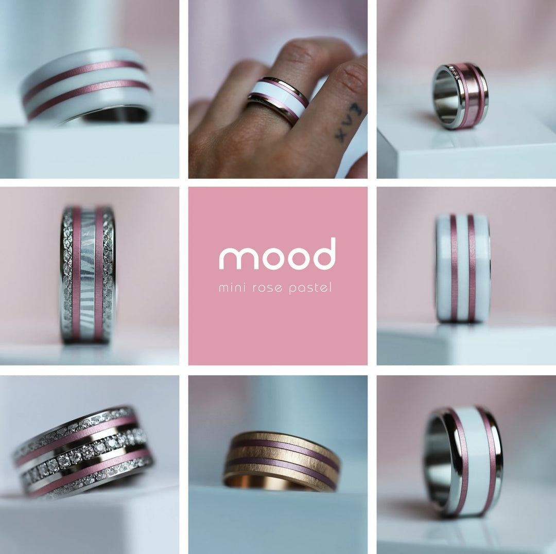 🎀 Pack de 2 minis en aluminium rose pastel,  pour bague mood interchangeable