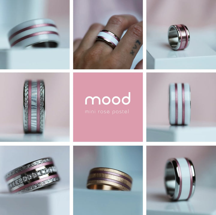 🎀 Pack de 2 minis en aluminium rose pastel,  pour bague mood interchangeable