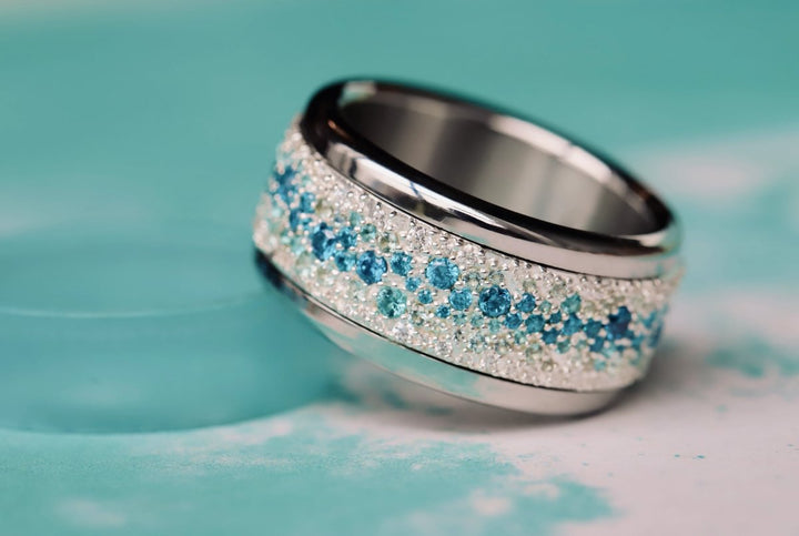 Anneau (addon) en argent Summer entièrement serti de zircons pour bague mood interchangeable