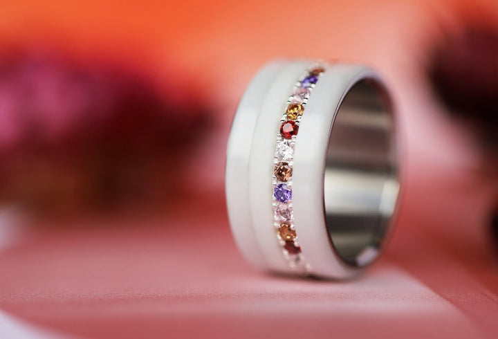 Inner ring (medium addon) "Autumn aura" in 925 silver set with autumn-colored zircons