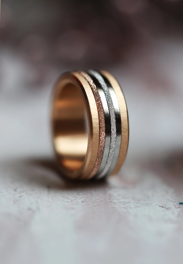 Set von 2 Innenringe (Mini Addons) aus 925er Silber "Ewiger Schnee" Glitter Ausführung  für auswechselbaren mood Ring