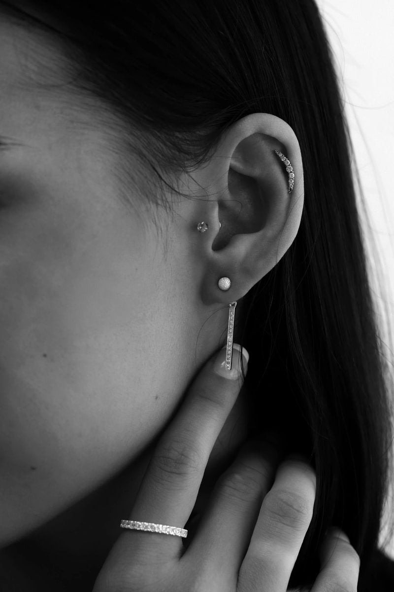 "Clip & Drop Authentische Aura" mood aus 925er Silber mit Zirkonia Steine besetzt (Auswechselbarer Ohrschmuck)