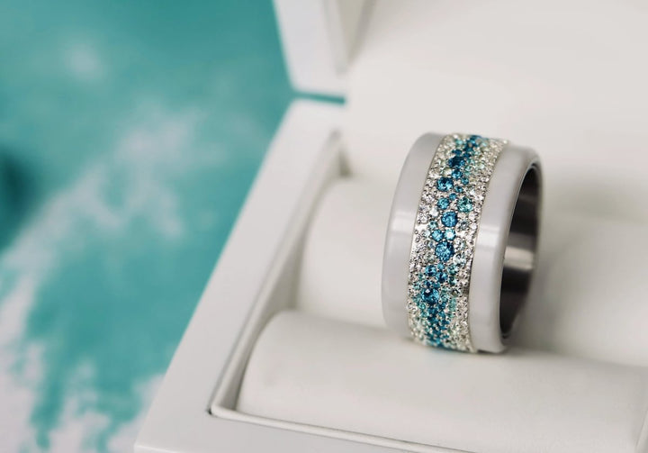 Anneau (addon) en argent Summer entièrement serti de zircons pour bague mood interchangeable