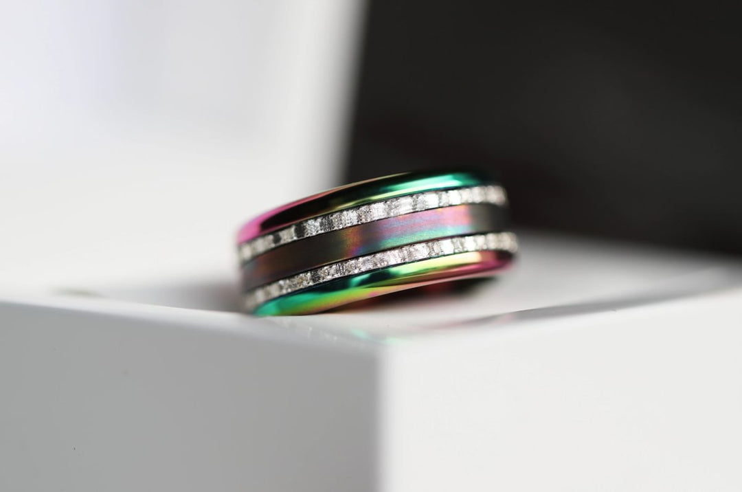 Base extra small arrondie polie "Rainbow" en acier inoxydable pour bague mood interchangeable