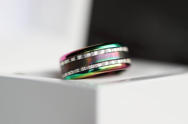 Base extra small arrondie polie "Rainbow" en acier inoxydable pour bague mood interchangeable