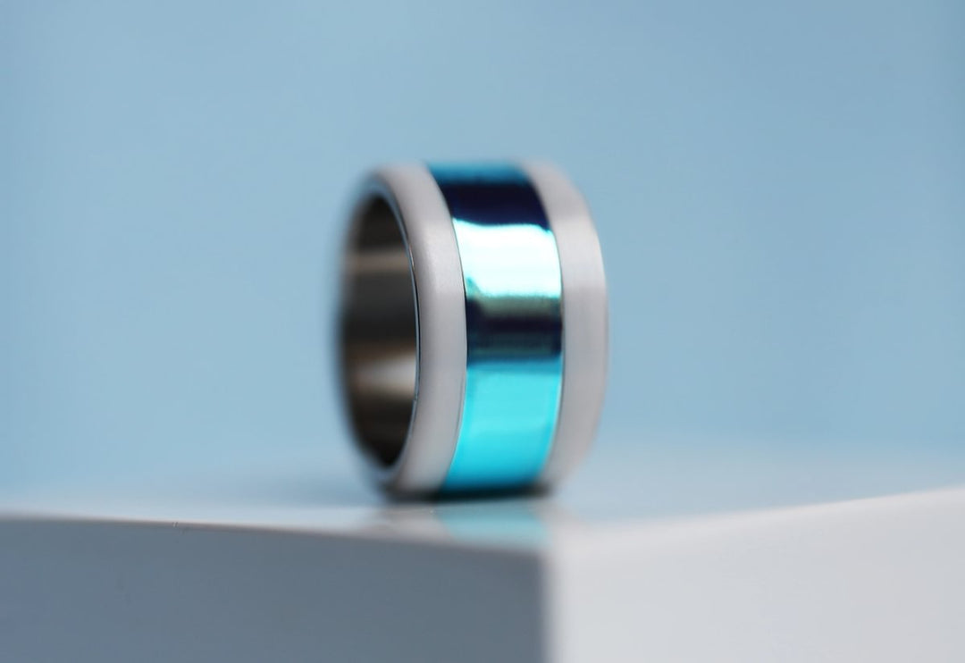 🩵 Inner ring (addon) in 925 silver "Sky" polished sky blue finish for interchangeable mood ring