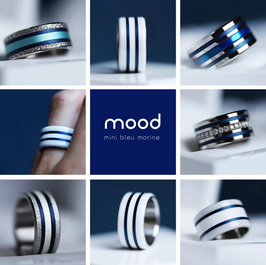 🧿 Pack de 2 minis en aluminium bleu marine,  pour bague mood interchangeable