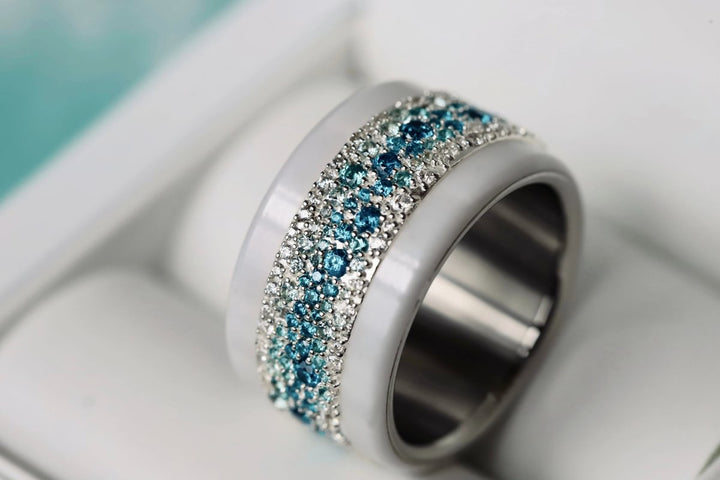 Anneau (addon) en argent Summer entièrement serti de zircons pour bague mood interchangeable