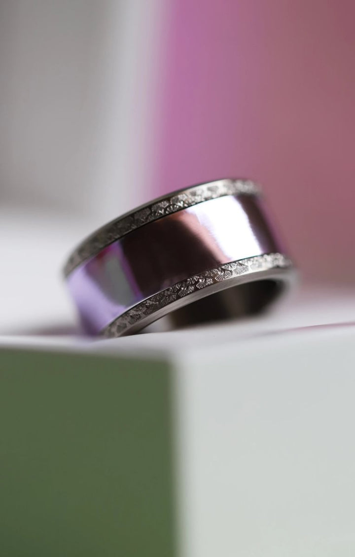 💜 Anneau (addon) en argent 925 "Lila" finition violet  pour bague mood interchangeable